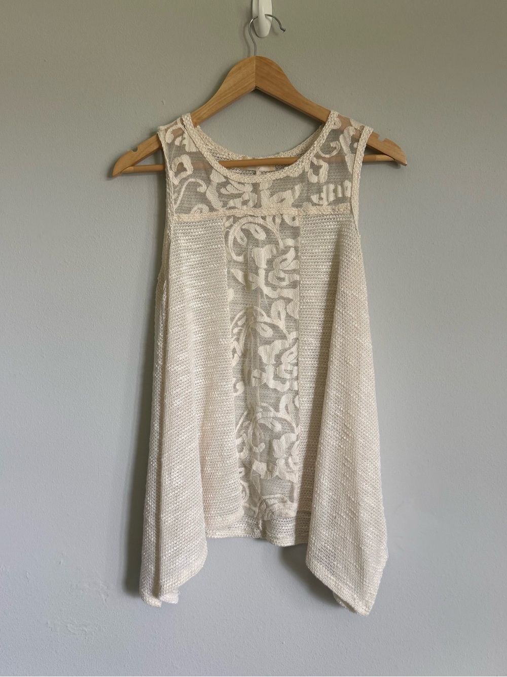 Altar'd State Boho Cream Lace-Panel Tank Top